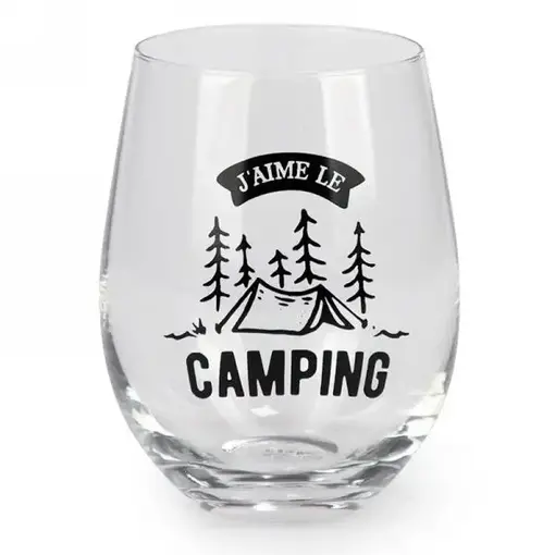 Stemless Wine Glass "J'aime le camping"