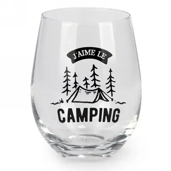 Stemless Wine Glass "J'aime le camping"
