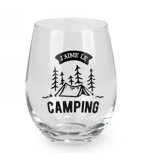 Stemless Wine Glass "J'aime le camping"
