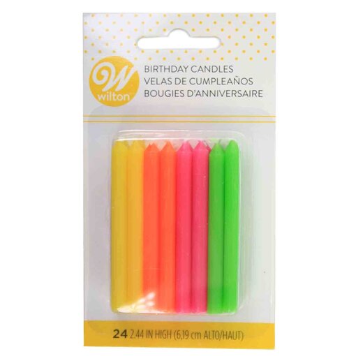 Wilton Chandelles d'anniversaire néon 2.25", ens/24 de Wilton