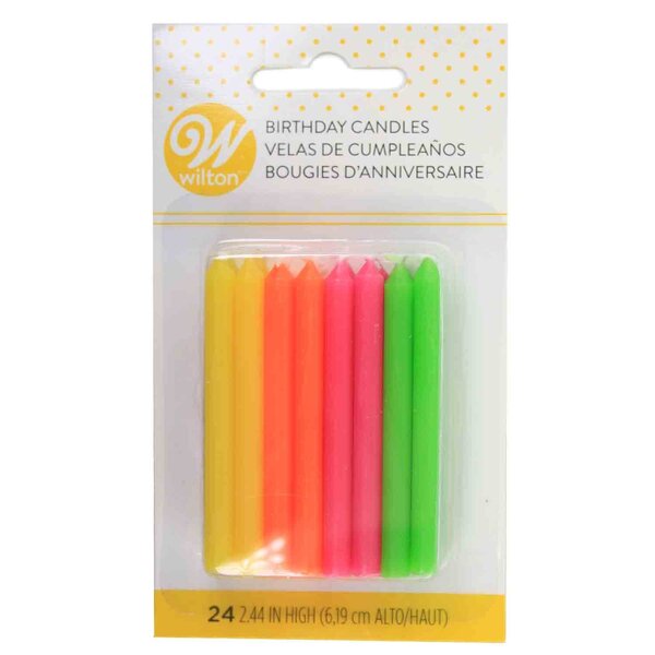 Chandelles d'anniversaire néon 2.25", ens/24 de Wilton