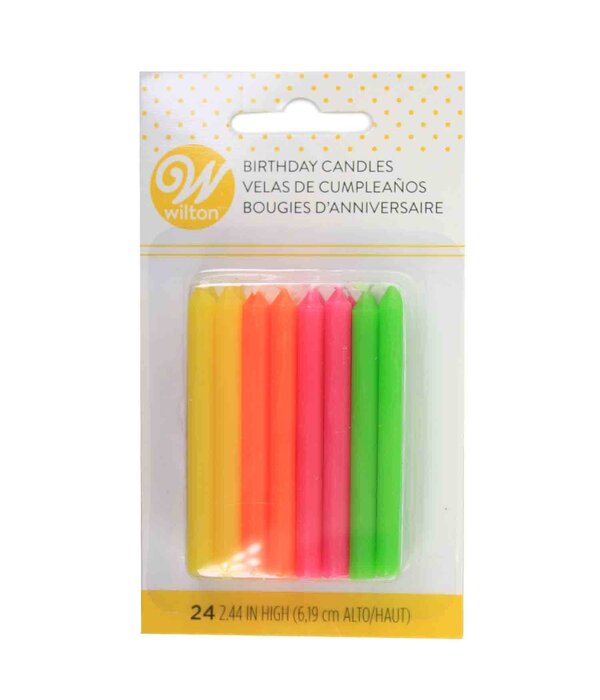 Wilton Chandelles d'anniversaire néon 2.25", ens/24 de Wilton