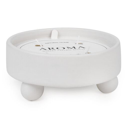 Chandelle sur pied en céramique crème