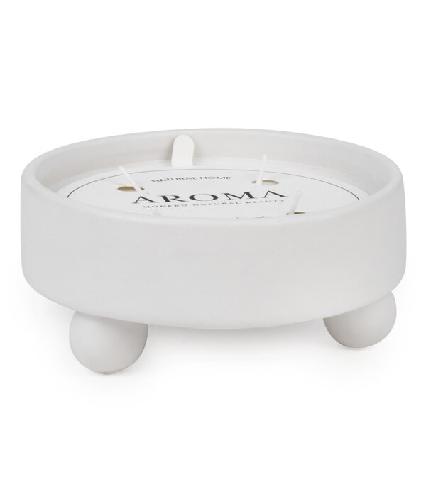 Chandelle sur pied en céramique crème