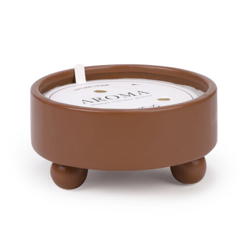Chandelle sur pied en céramique marron rouille