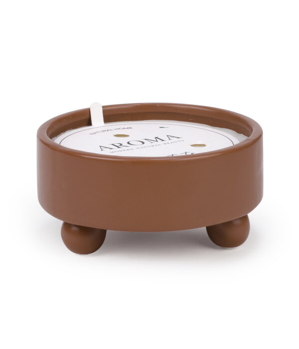 Chandelle sur pied en céramique marron rouille
