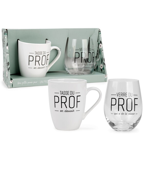 Ensemble de verre à vin et tasse pour professeur