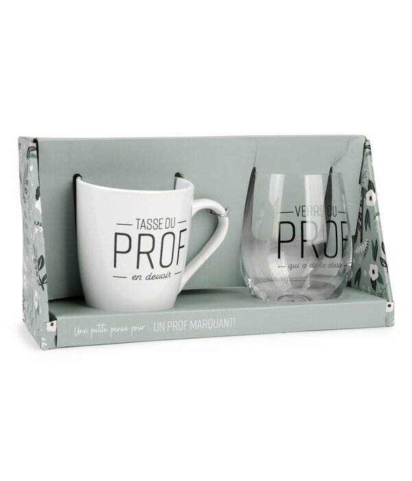Ensemble de verre à vin et tasse pour professeur