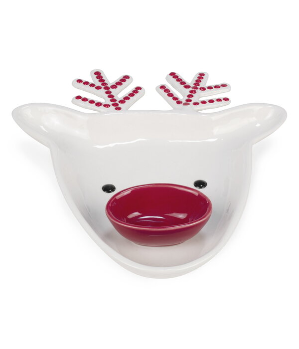 Reindeer Plate With Small Red Bowl