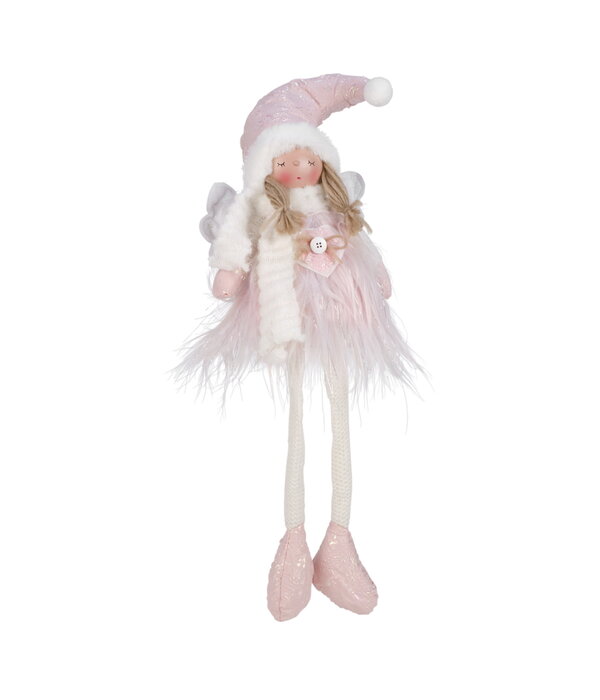 Pink and White Seating Fairy Figurine