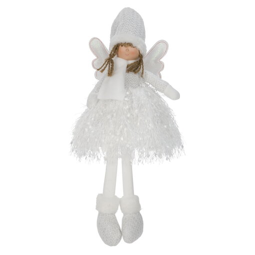 Figurine d'ange assise illuminée blanche