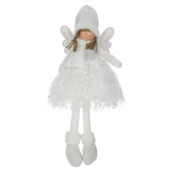 Figurine d'ange assise illuminée blanche