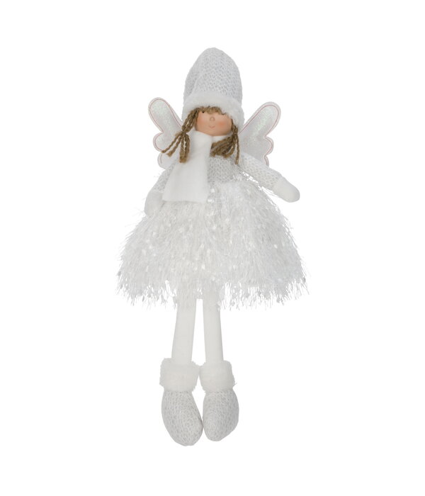 Figurine d'ange assise illuminée blanche