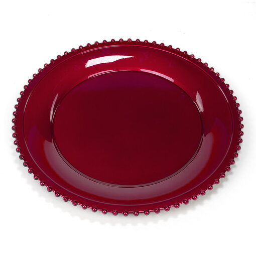 Red Plate with Bead Pattern