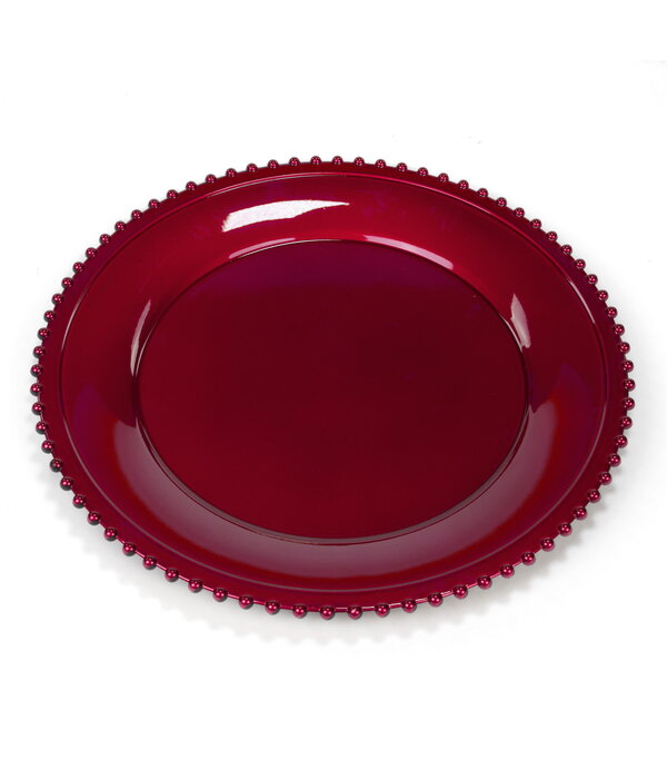 Assiette rouge avec motif billes