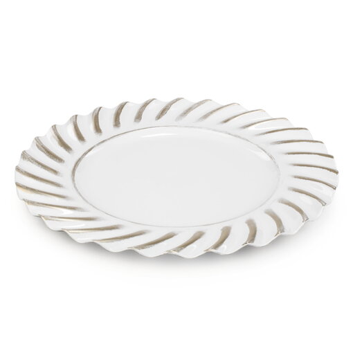 White Plate with Wavy Gold Edge