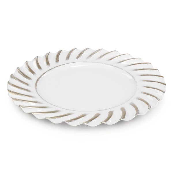 White Plate with Wavy Gold Edge