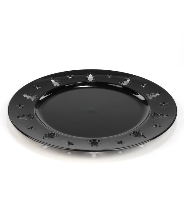 Black Plate with Tree Pattern