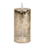 Chandelle dorée maison enneigée 6", sans flamme