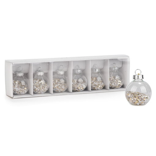 Marque-places boule de Noël transparente avec confettis, ens/6