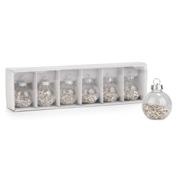 Marque-places boule de Noël transparente avec confettis, ens/6