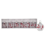 Clear Christmas Ornament Place Card Holders with Red Balls, Set of 6