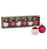 Marque-places boule de Noël rouge et bonhomme de neige, ens/6
