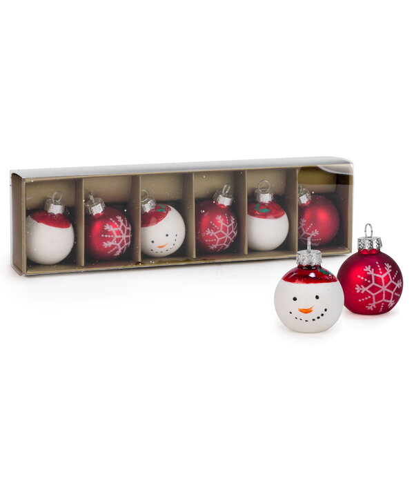 Red Ornament & Snowman Place Card Holders, Set of 6