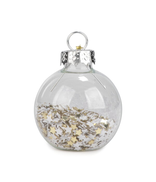 Marque-places boule de Noël transparente avec confettis, ens/6