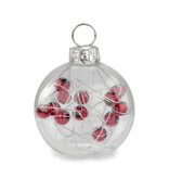 Clear Christmas Ornament Place Card Holders with Red Balls, Set of 6