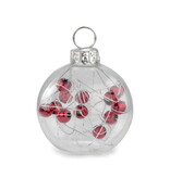 Clear Christmas Ornament Place Card Holders with Red Balls, Set of 6