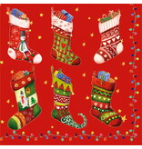 Serviettes de table en papier rouges bas de Noël