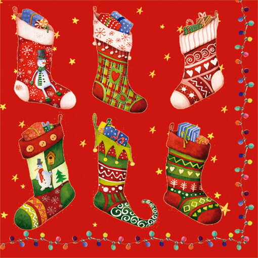 Serviettes de table en papier rouge bas de Noël
