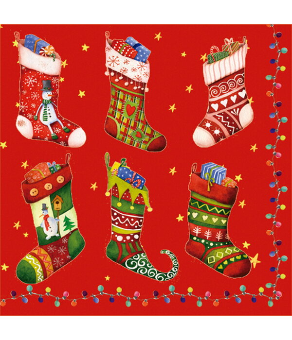 Serviettes de table en papier rouges bas de Noël