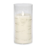 Chandelle illuminée en verre 7", crème
