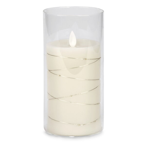 Chandelle illuminée en verre 7", crème