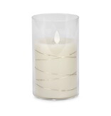 Chandelle illuminée en verre 6", crème