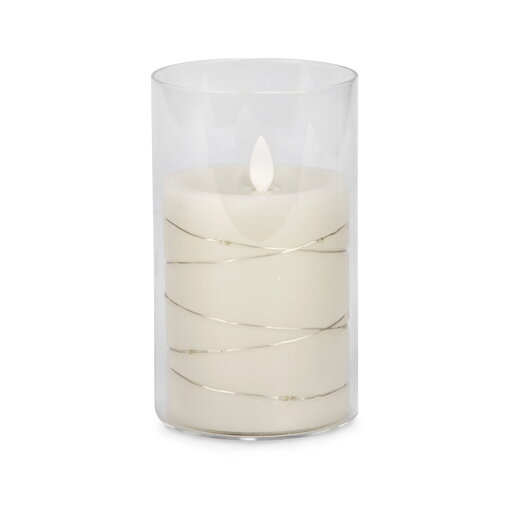 Chandelle illuminée en verre 6", crème