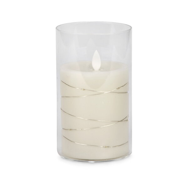 Chandelle illuminée en verre 6", crème