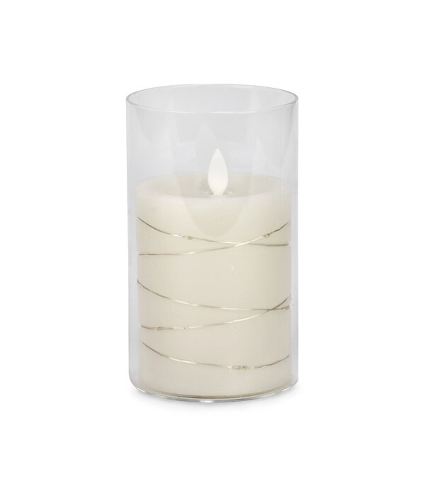 Chandelle illuminée en verre 6", crème