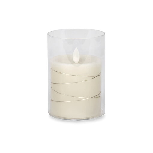 Chandelle illuminée en verre 5", crème