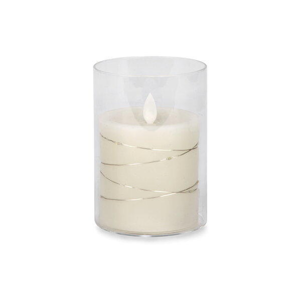 Chandelle illuminée en verre 5", crème