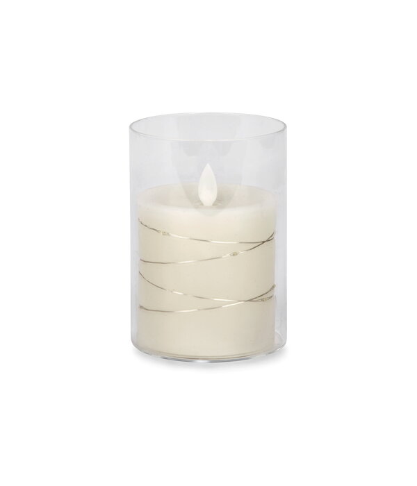 Chandelle illuminée en verre 5", crème