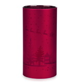 Red Glass Christmas Candle Holder 6"