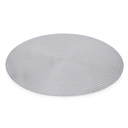 Napperon rond argent texturé