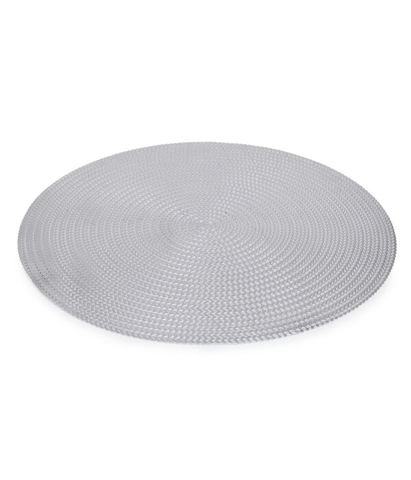 Napperon rond argent texturé