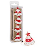 Red & White Christmas Tree Napkin Ring, Set of 4