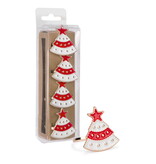 Red & White Christmas Tree Napkin Ring, Set of 4