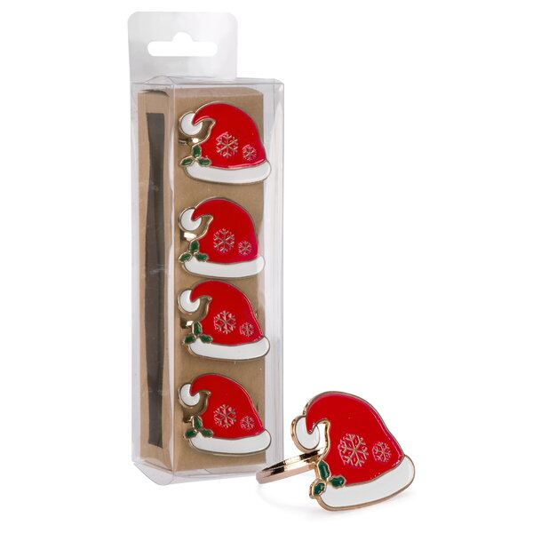 Ensemble de 4 anneaux à serviette Tuque de Noël