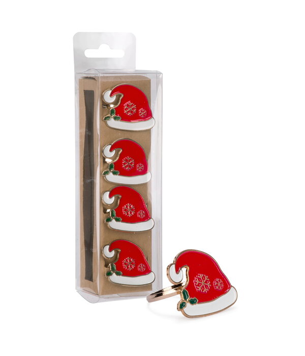Ensemble de 4 anneaux à serviette Tuque de Noël